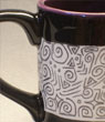 Detail of Pencilware mug in black with purple