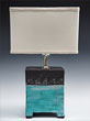 Aqua Gemstone Lamp, 7 x 3.5 base, 16 in with shade $150. (BC made shade)