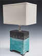 Aqua Gemstone Lamp, 7 x 3.5 base, 16 in with shade $150. (BC made shade)