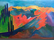 Blue Grove Fire Mountain 17 x 25 framed acrylic on canvas $325