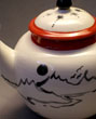 Detail moon side of Inkwash Moon teapot
